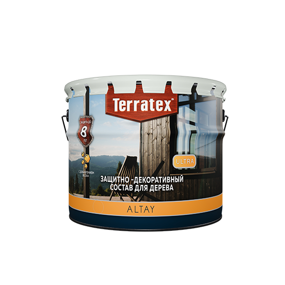 Состав деревозащитный декоративный Terratex ALTAY Ultra 9л/7,5кг орех