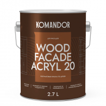 Краска по дереву Wood Fasade Akryl 20 Komandor п/матовая База С 2,7 л.